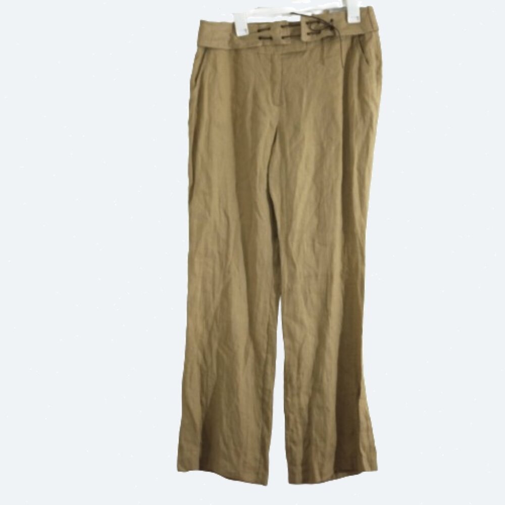 COPY - Steilmann beige 100% linen pants with belt size 14